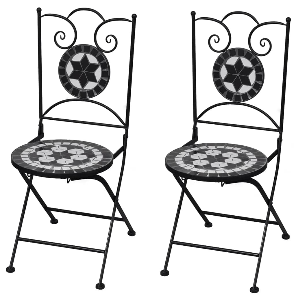 **2-Pack Folding Bistro Chairs - Ceramic Outdoor Patio Dining Chairs 14.6