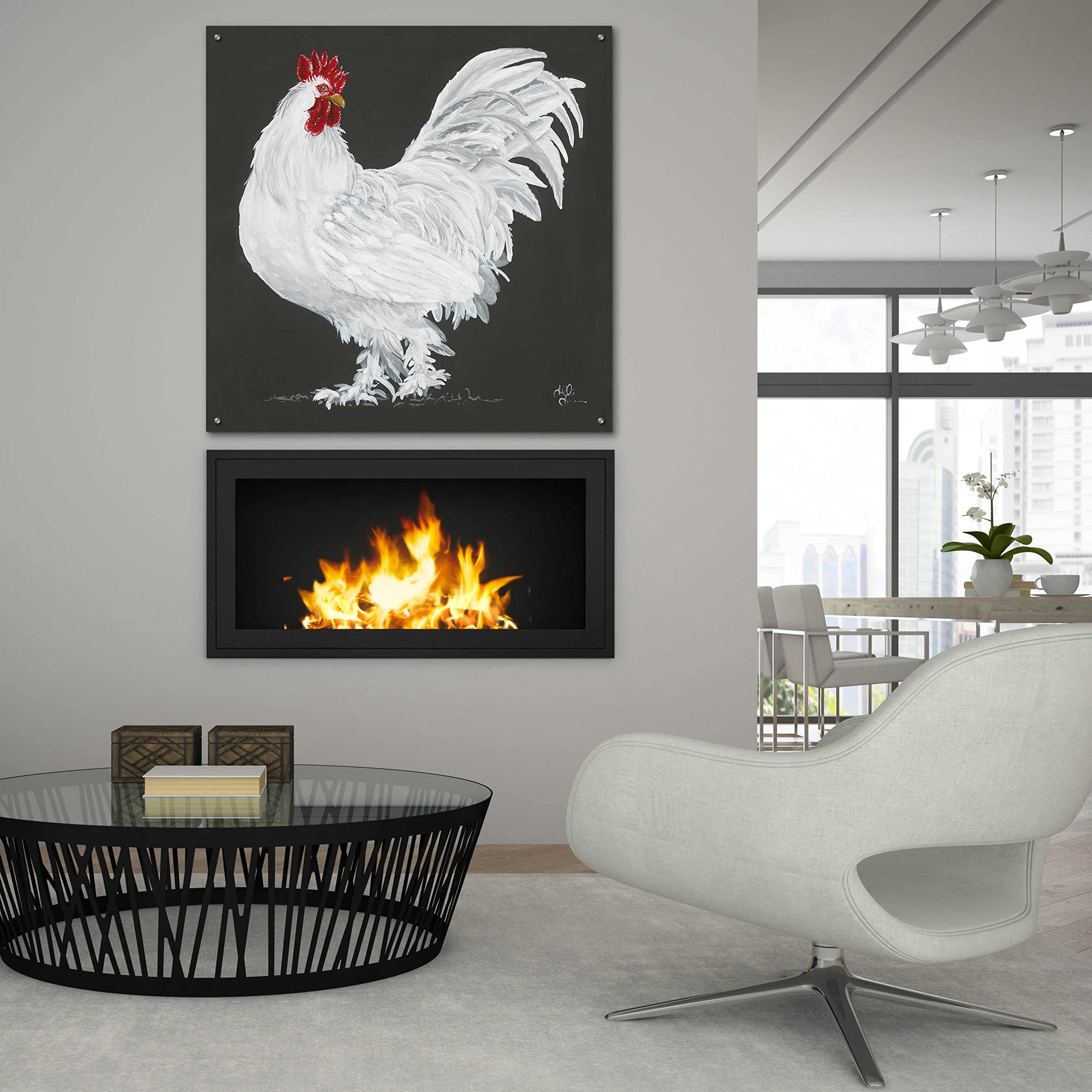 Epic 'Rooster' Acrylic Glass Wall Art by Hollihocks - 36x36 Inches Modern Home Decor - Perfect for Living Room, Bedroom or Office Wall Art