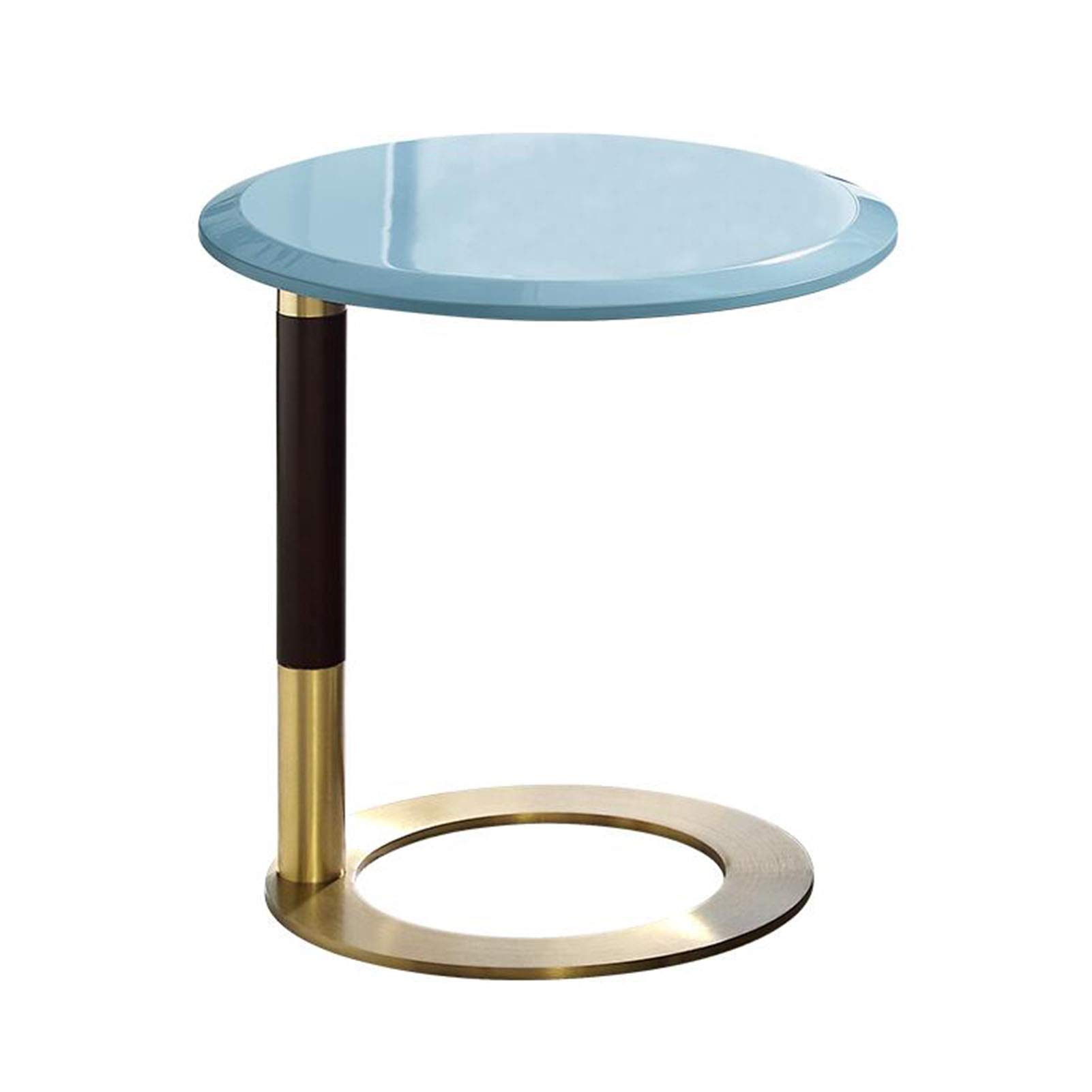 Premium Black Walnut Solid Wood End Table with C-Shaped Stainless Steel Base - Modern Mobile Round Side Table for Living Room, Bedroom & Office - 3 Colors (Blue, 19.68x19.68x19.68 Inches) - Perfect for Sofa, Lounge & Small Space Decor