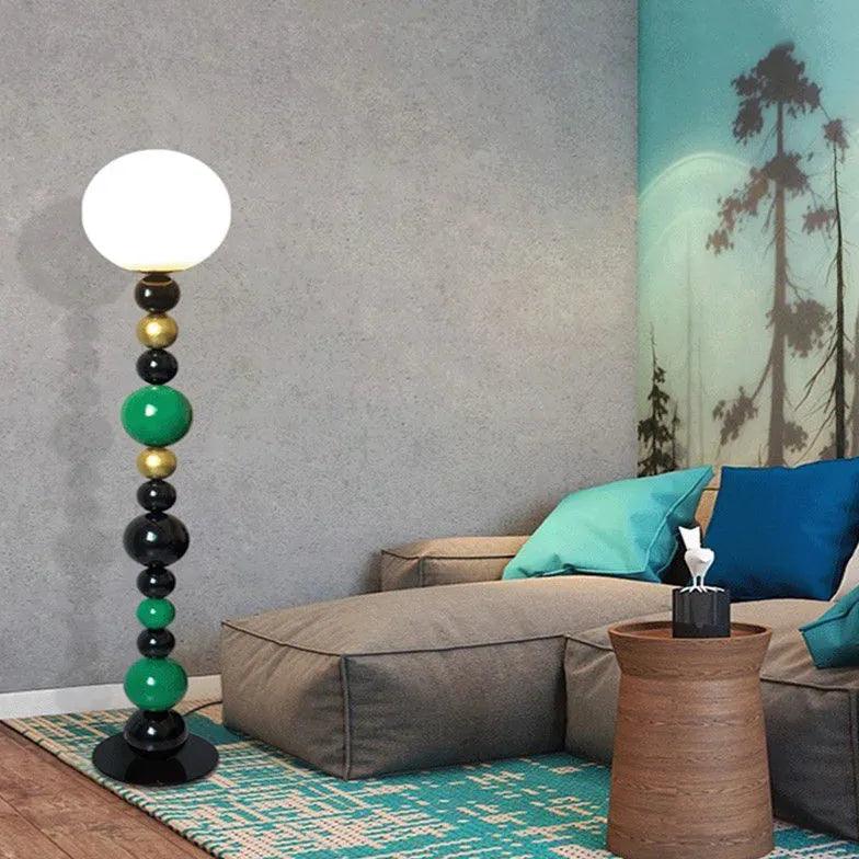 Modern Vertical Spherical Red Metal Floor Lamp - Adjustable Height LED Standing Light for Living Room, Bedroom & Office Decor - Warm Ambient Lighting for Reading Corner, Lounge Area & Workspace