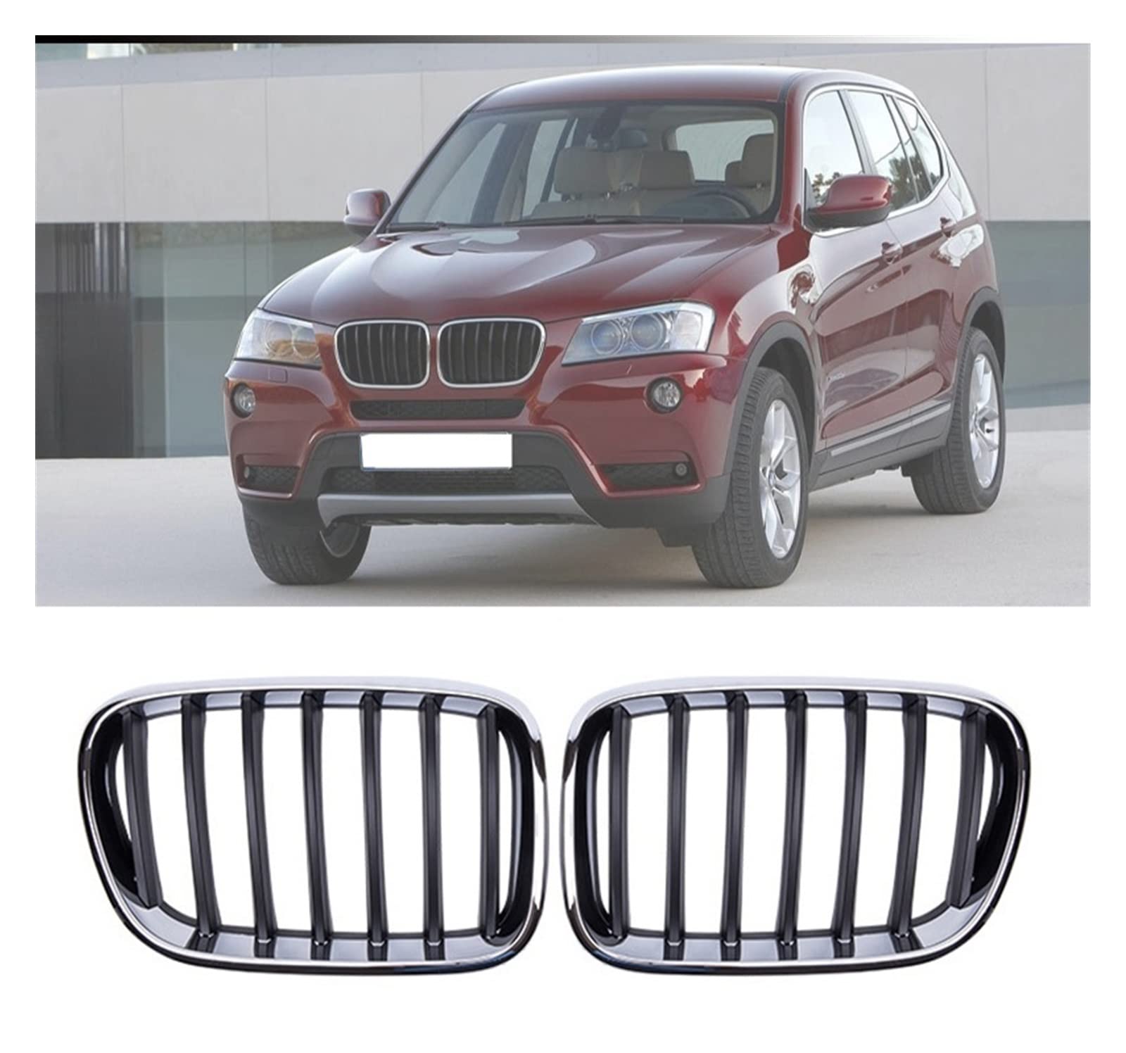 Auto Front Grill & Bumper Grille Set for BMW X3 F25 (2011-2013) | ABS Plastic Replacement Parts | Car Accessories for Enhanced Protection & Style | Perfect for Daily Driving & Car Customization