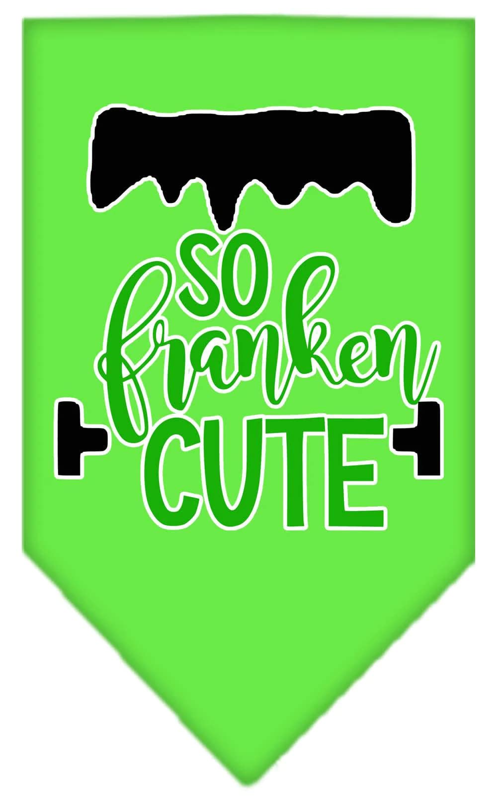 Halloween Pet Bandana for Dogs - 'So Franken Cute' Screen Printed Lime Green Small Bandana | Perfect for Halloween Costumes, Pet Parties & Photo Shoots