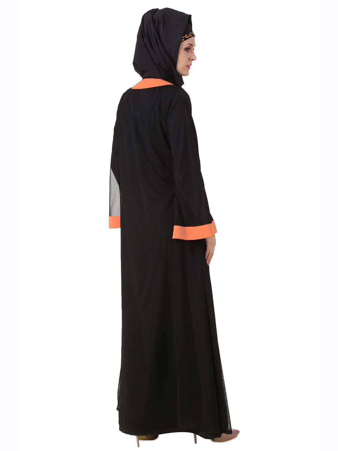 Azka Black Net & Nida Abaya - Elegant Muslim Prayer Dress for Women, Modest Islamic Abaya with Net Design - Perfect for Prayer, Mosque, and Special Occasions