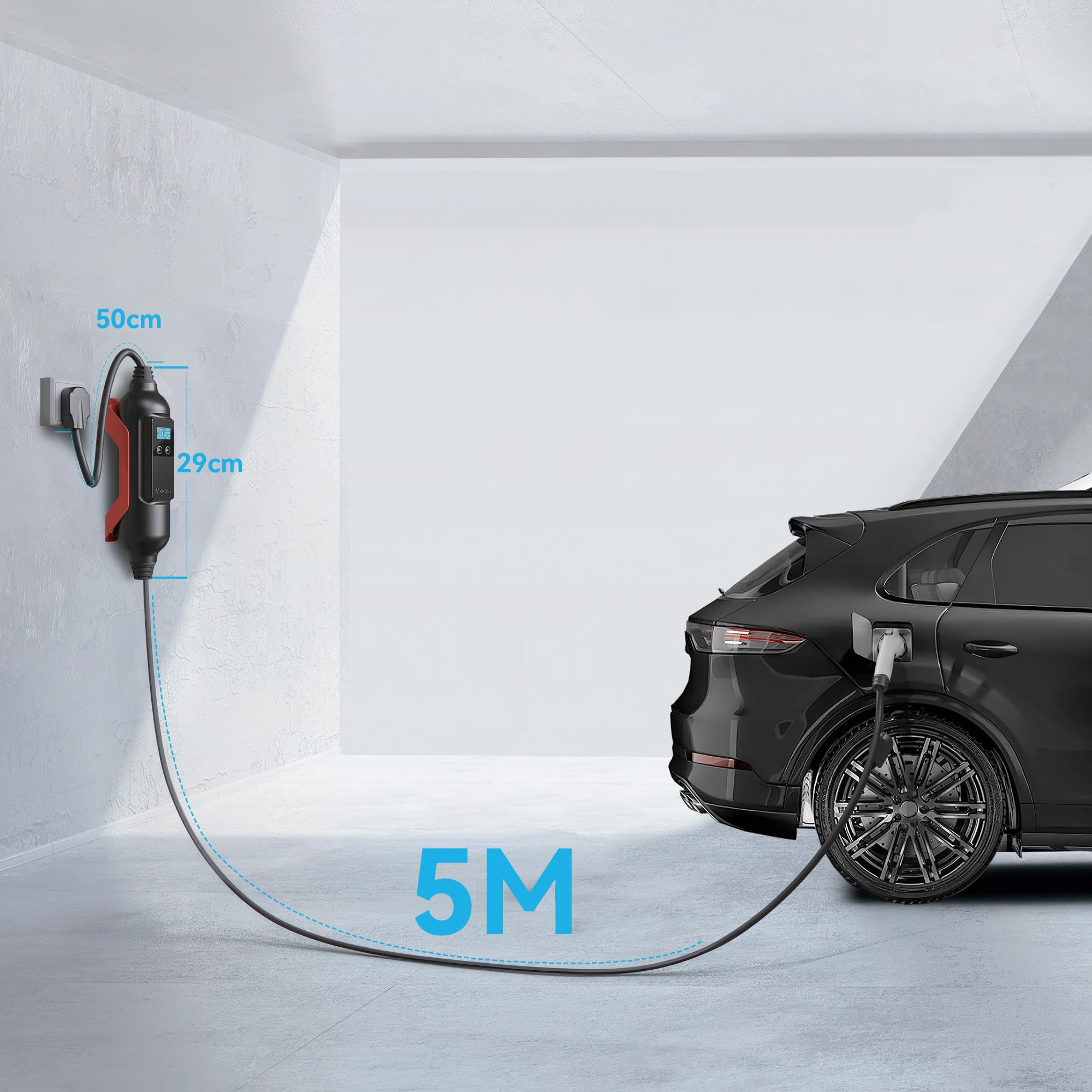 32Amp 240V Level 2 EV Charger with J1772 Connector - Portable Electric Vehicle Charging Station with Adjustable Current, NEMA 14-50 Plug & Smart APP Control - Perfect for Home, Office & Public Charging Stations