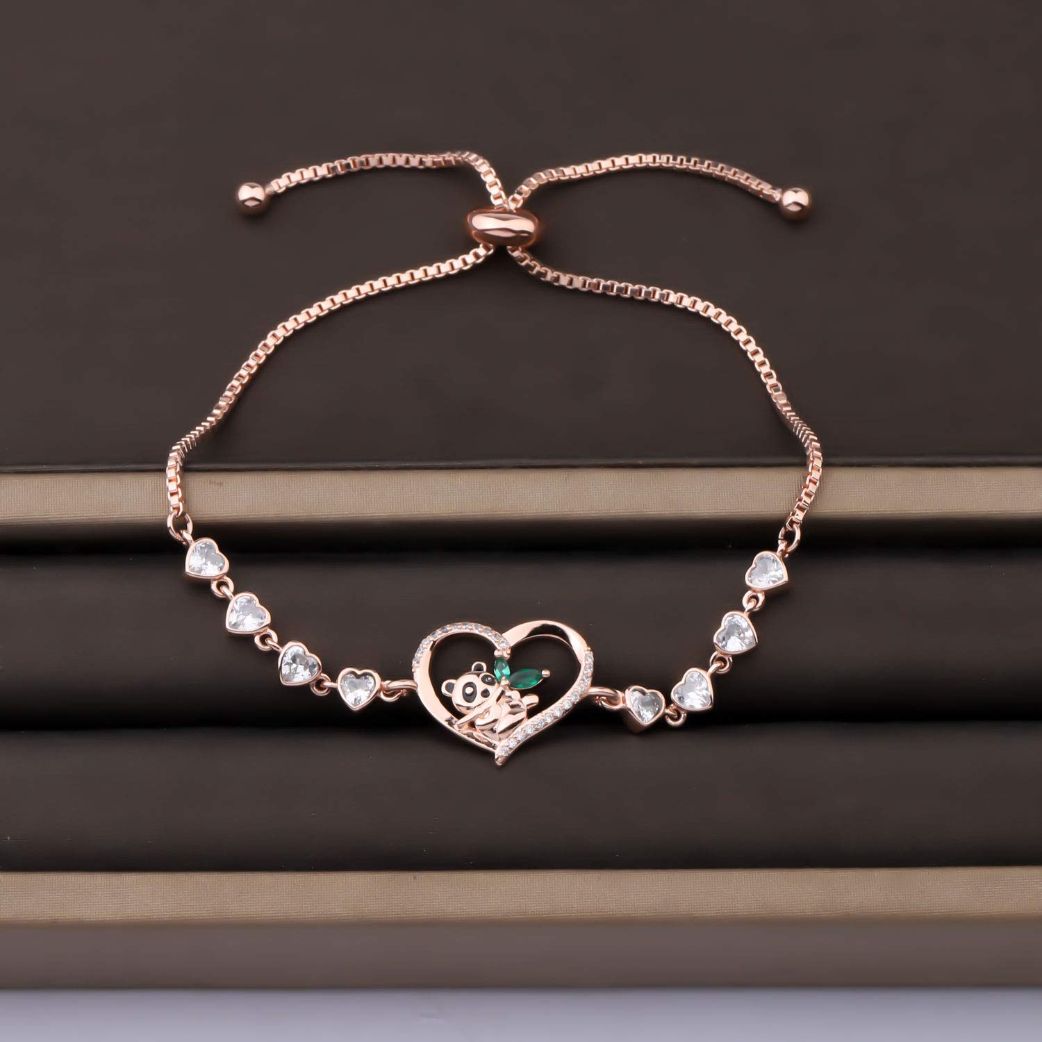Adjustable Panda Charm Bracelet for Women - Cute Animal Lover Gift with Heart Design | Perfect for Casual Wear, Birthday Presents & Friendship Jewelry
