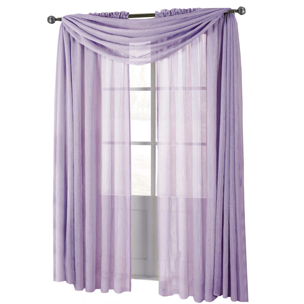 Royal Hotel Bedding Abri Lavender Crushed Sheer Scarf - 50x216 Inches, Lightweight Decorative Shawl for Sofa, Bed, Table Draping - Perfect for Weddings, Home Decor, and Gift Giving