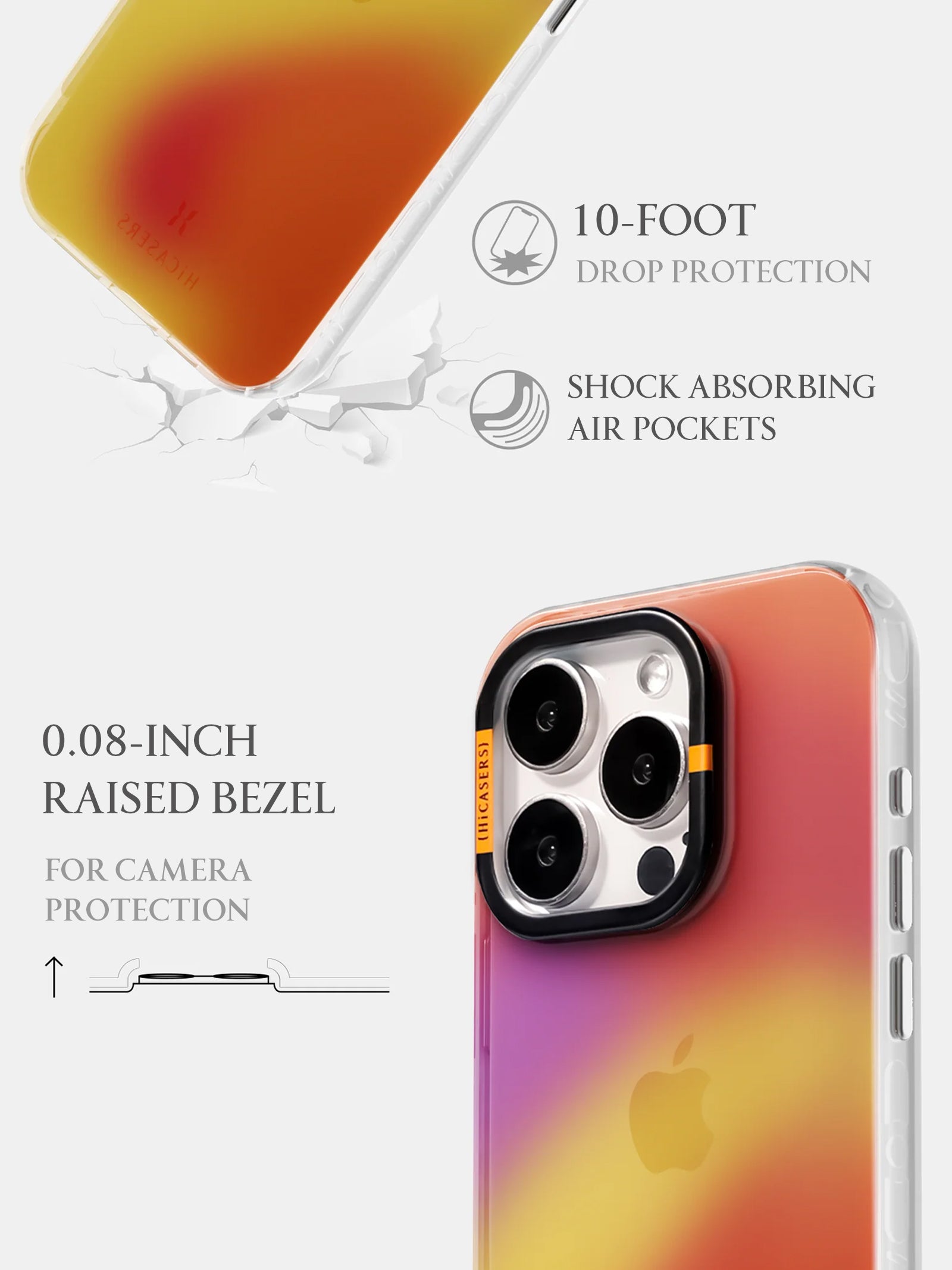 Gradient Light Dot Iridescent Phone Case - Orange | Shatterproof Protective Cover for iPhone & Samsung | Trendy & Stylish for Everyday Use & Travel