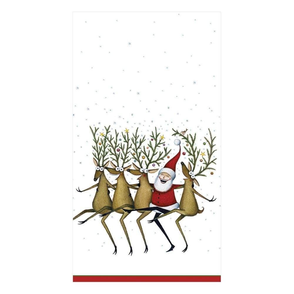 Premium White Santa's Kickettes Paper Guest Towels - 4 Packs of 15 Disposable Holiday Napkins for Christmas Parties, Dinner Table Decor & Festive Gatherings