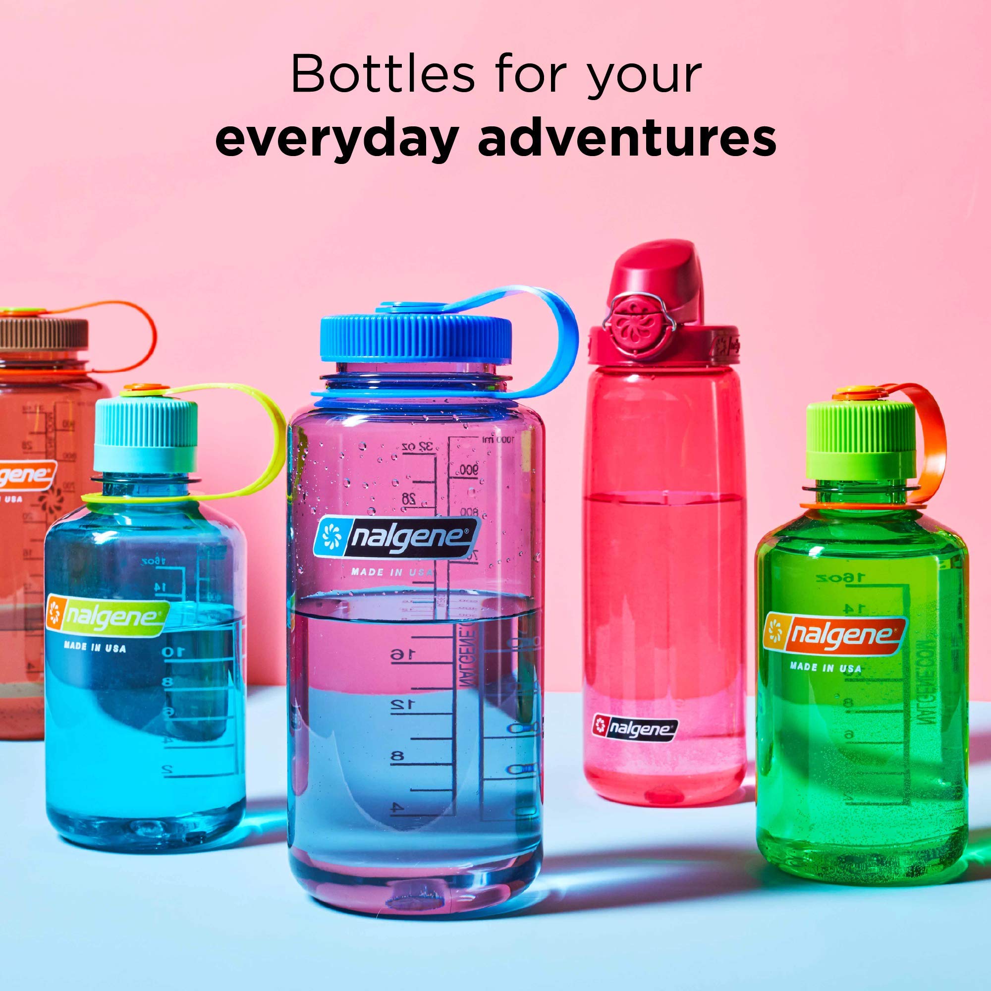 Nalgene Wide Mouth Water Bottle - BPA Free, Leak Proof, 32oz Clear Plastic Container for Kitchen Storage, Hiking, Camping & Outdoor Activities