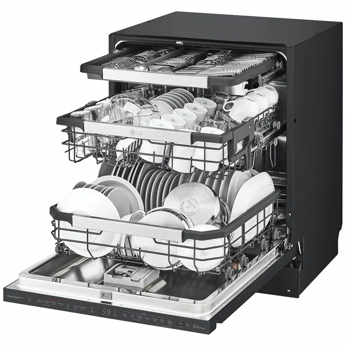 LG QuadWash 24 Inch 15 Place Built-In Dishwasher in Matte Black with TrueSteam Technology - Perfect for Modern Kitchens and Large Family Dining