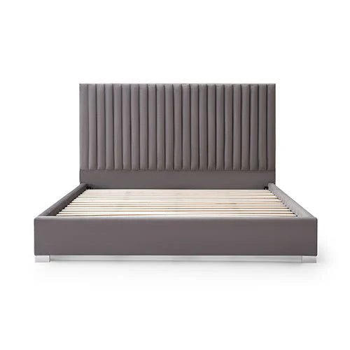 King Premium Bedzy Luxe Hillsdale Bed Frame in Grey - Luna Series Euro Top Medium Firm Mattress with Bamboo Mattress Topper | Complete Luxury Bedroom Set for Master Bedroom, Guest Room & Apartment Sleeping