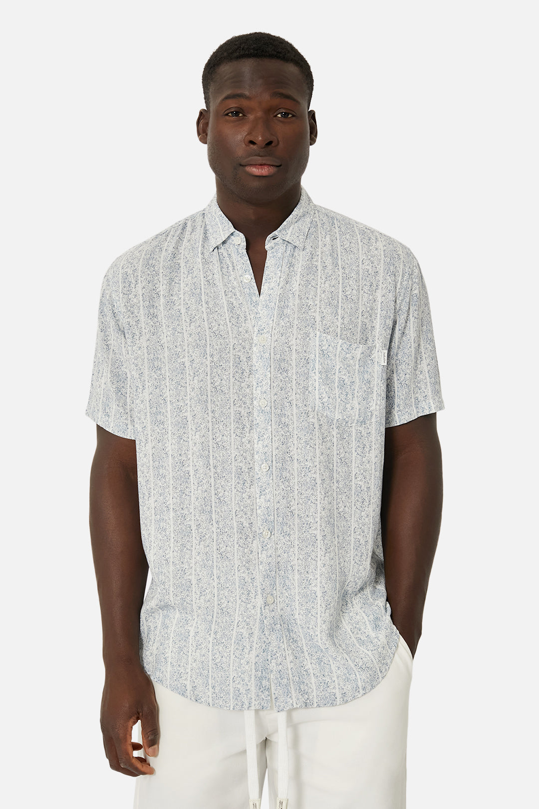 Belem Short Sleeve Shirt for Men - Navy & White Striped Casual Button Down Shirt | Perfect for Summer Outfits, Beach Wear, and Office Casual Style