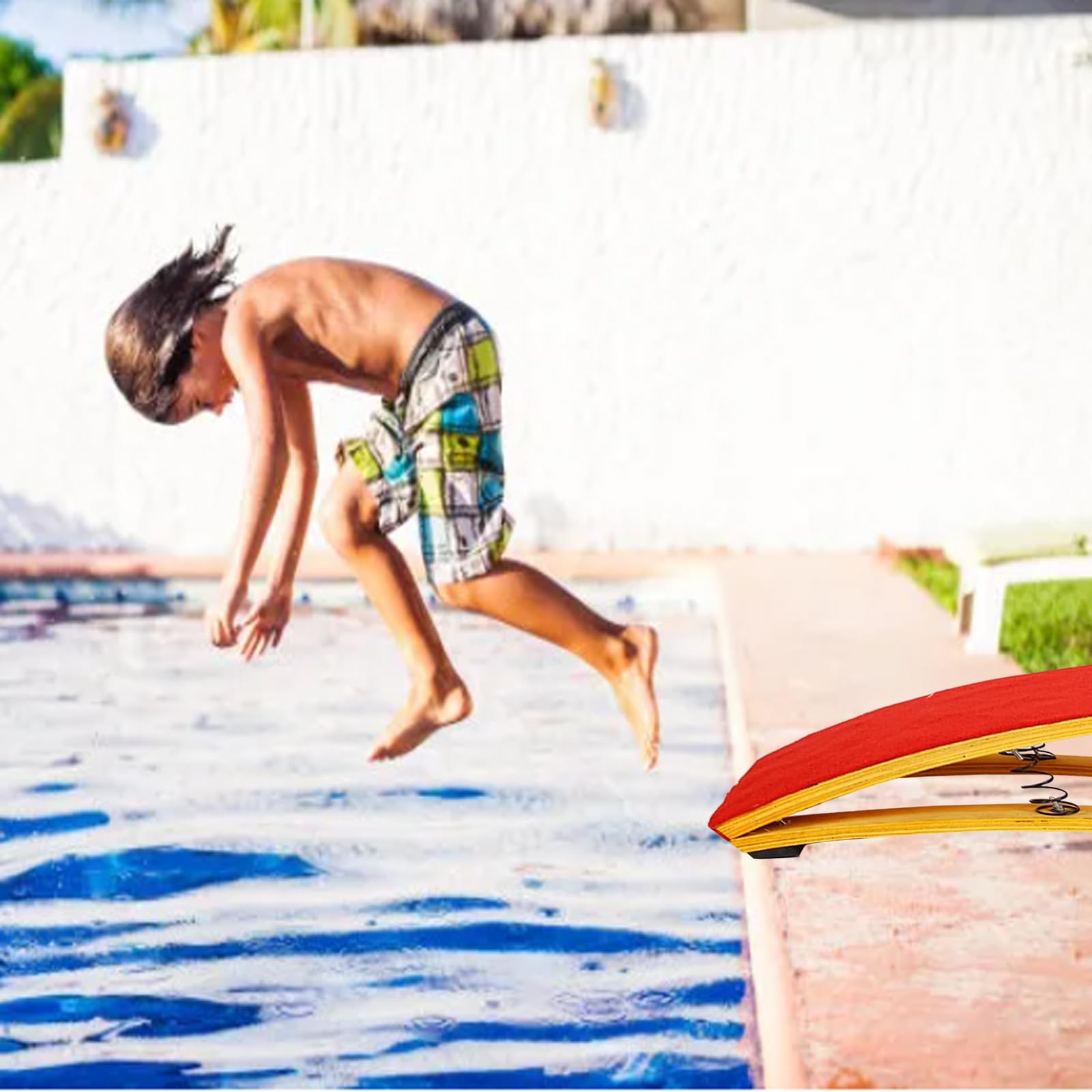 4 Springs Gymnastics Springboard for Kids - Portable Curved Vaulting Training Board with Hardwood Base - Home & Gym Fitness Equipment for Gymnastics, Athletics & Play - Perfect for Backyard Practice, School PE Classes & Indoor Training