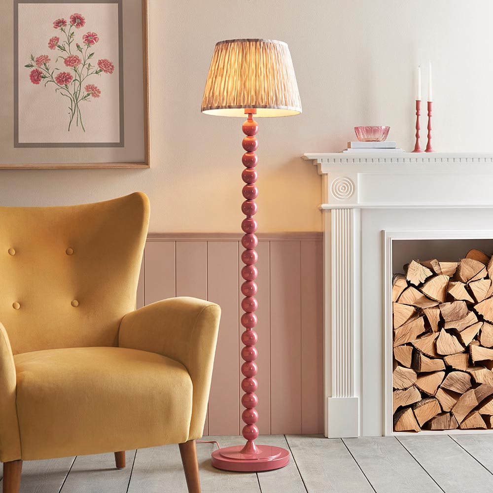 Auralis Ikat Floor Lamp with E27 Socket - Modern Handwoven Design for Living Room, Bedroom & Office Lighting