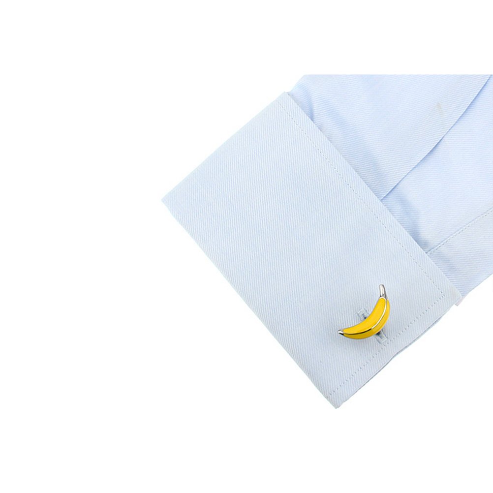Stylish 3D Banana Cufflinks - Unique Fruit Shaped Cuff Links for Men - Perfect for Weddings, Business Meetings & Banana Lovers