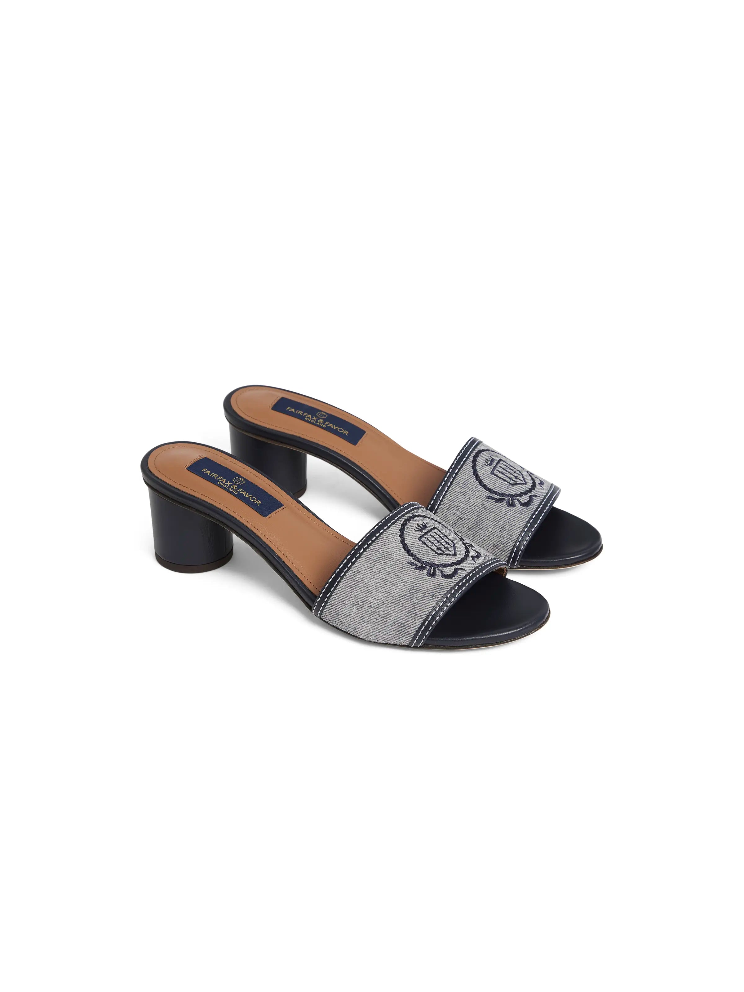 Premium Richmond Mule Shoes - Denim & Suede Loafers for Women - Comfortable Slip-On Casual Shoes for Work, Travel & Everyday Wear