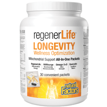 Natural Factors RegenerLife Longevity Kit - 30 Packets | Anti-Aging Supplement for Cellular Health & Vitality | Daily Wellness Support for Active Adults & Seniors