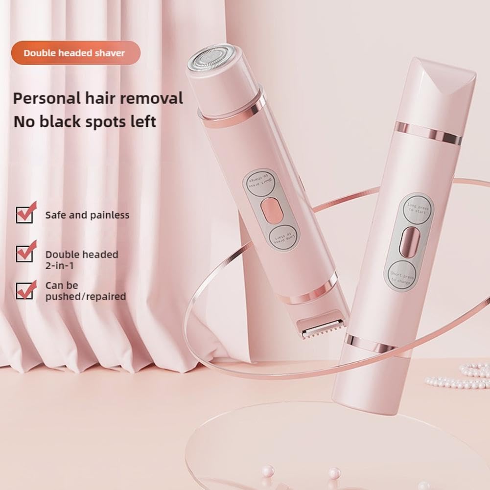 Dual Head Electric Shaver for Women - 2-in-1 Wet/Dry USB Rechargeable Body Hair Trimmer - Smooth Bikini & Leg Shaving at Home & Travel (Beige) | Perfect for Quick Hair Removal & Grooming