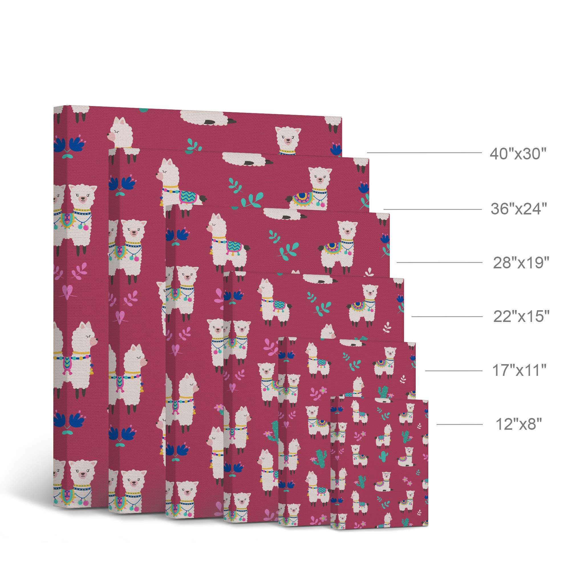 Cute Alpaca and Cactus Canvas Print - Pink Background Wall Art for Kids Room, Nursery & Baby Room Decor | Ready to Hang 28x19 | Made in USA | Perfect for Birthday Gifts & Playroom Decoration