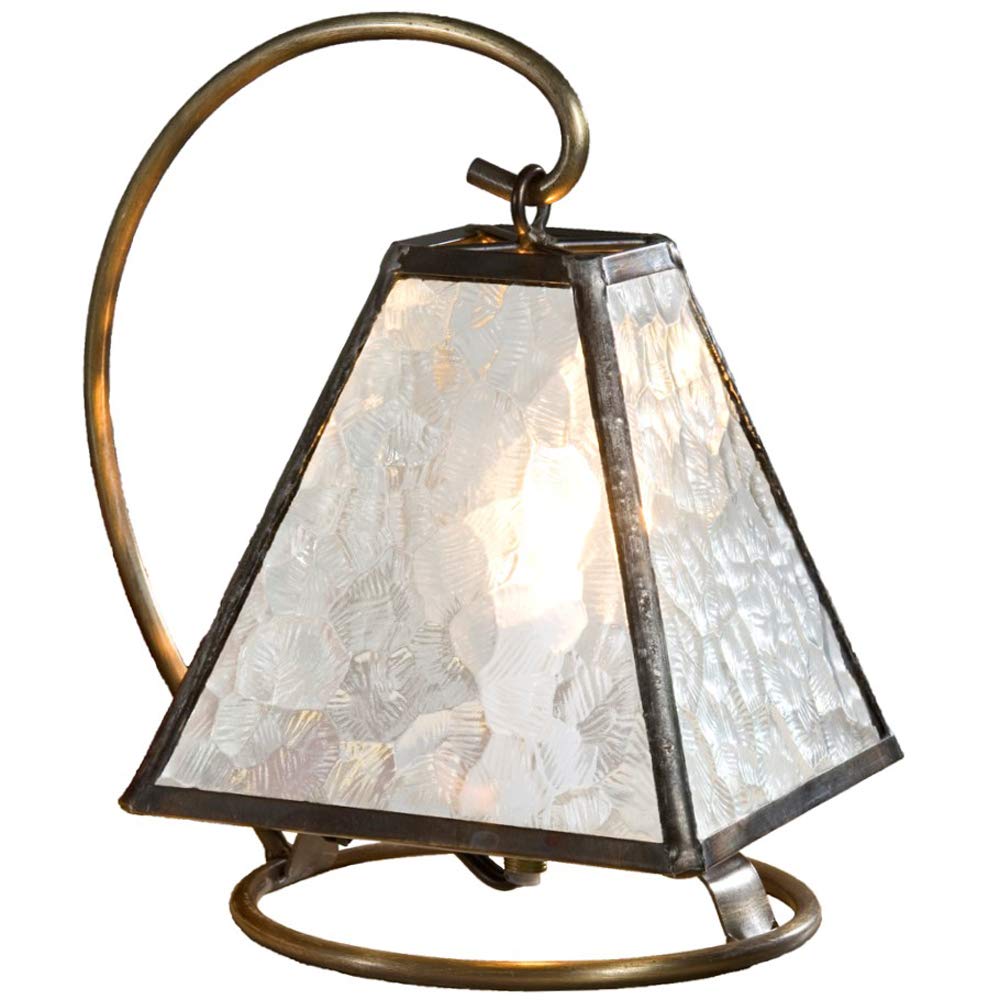 Tiffany Style Stained Glass Table Lamp - Small Decorative Night Light for Bedroom, Bathroom & Nursery | Mission Home Décor Accent Lighting | Clear Glass Design by J Devlin Lam 651 | Perfect for Reading Nooks, Vanity Tables & Cozy Ambience