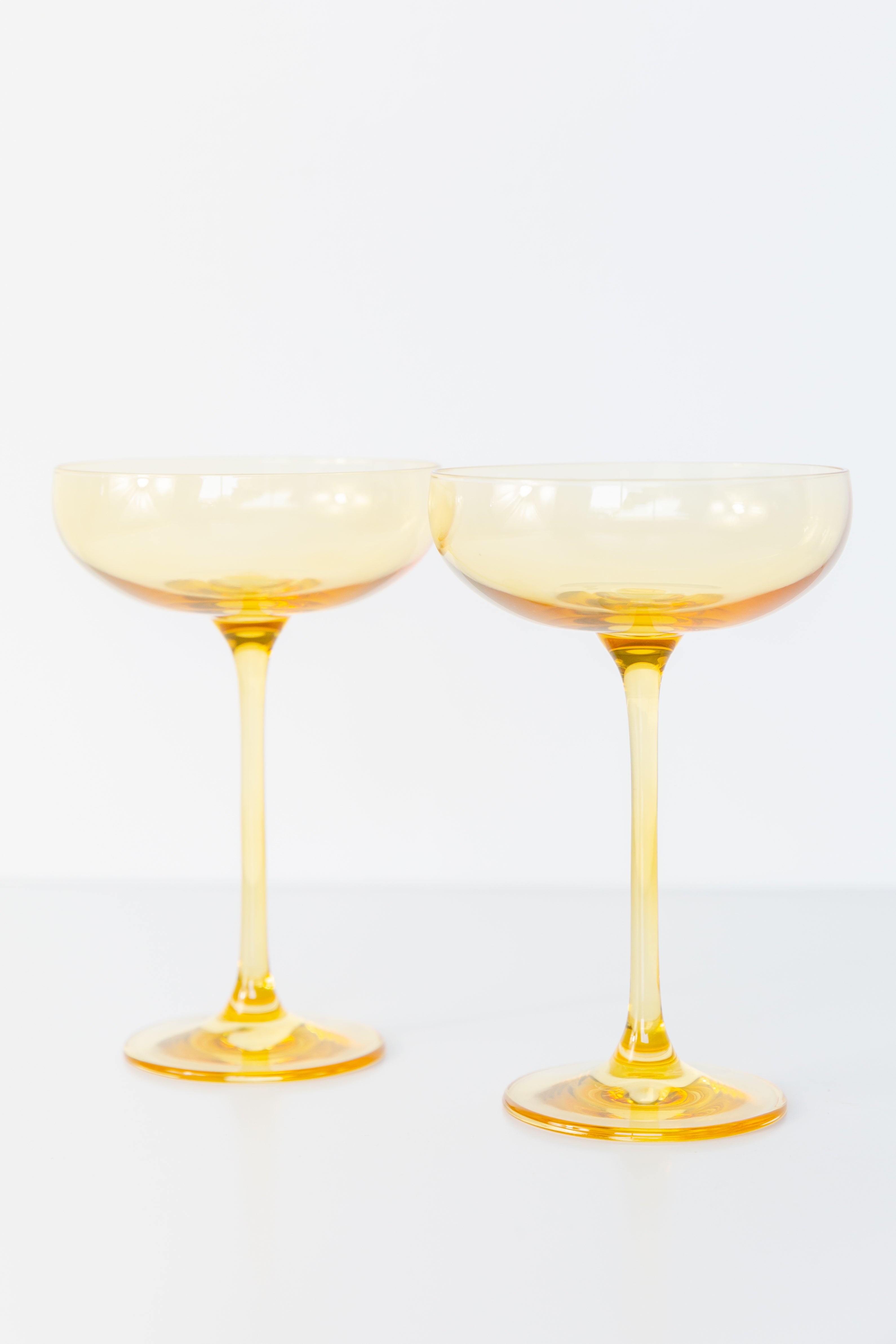 Estelle Colored Champagne Coupe Glasses Set of 2 - Elegant Yellow Stemware for Mimosas, Cocktails & Wedding Toasts - Perfect for Bridal Showers, Anniversaries & Romantic Dinners