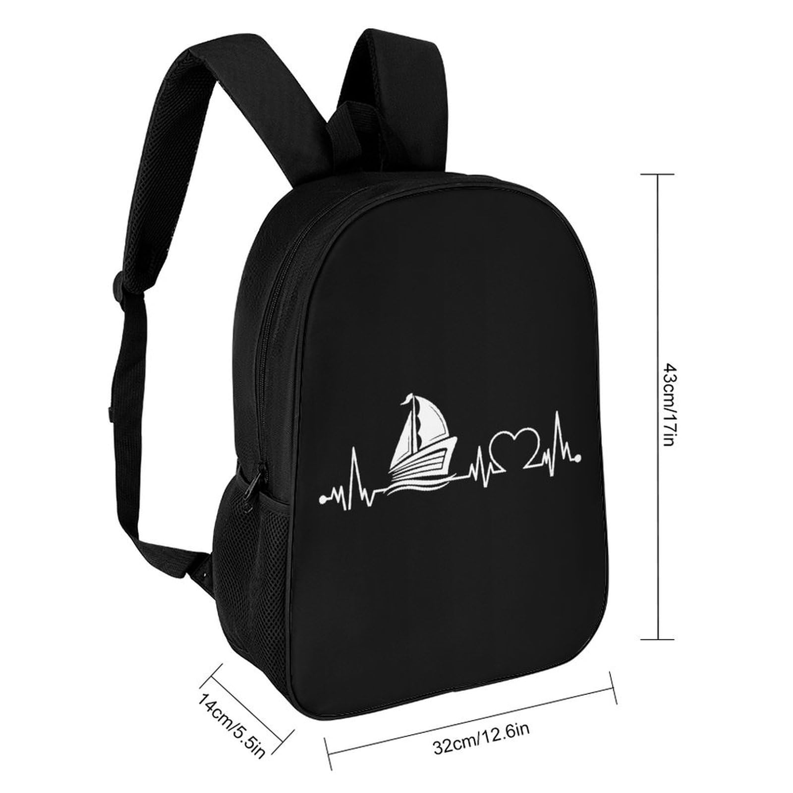 IOEDTHBJ 17 Inch Sailing Heartbeat Backpack - Waterproof Laptop Backpack for Men & Women, 3D Printed School Computer Bag with USB Charging Port - Perfect for Work, Travel & College (Fits 17