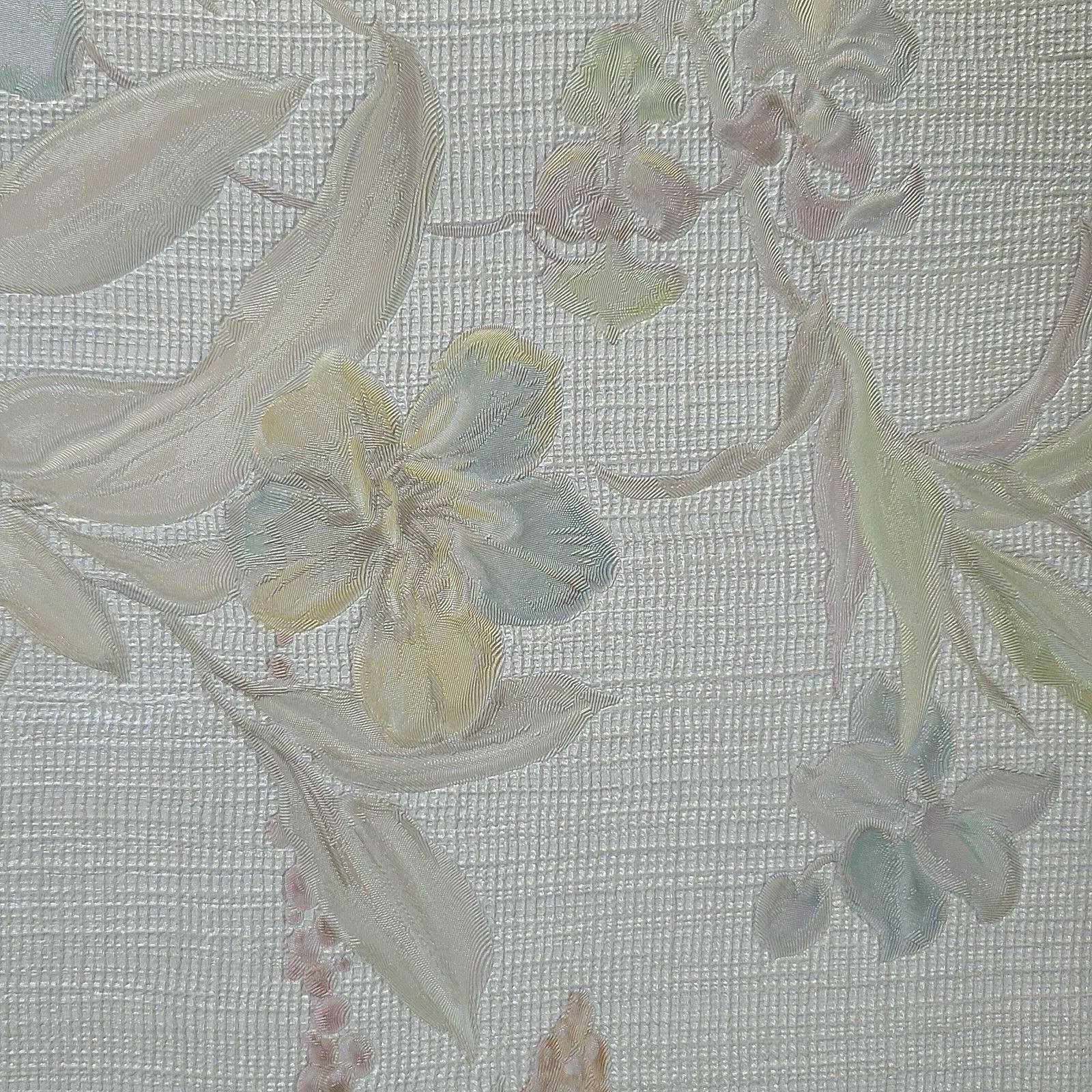 Luxury Modern Floral 3D Textured Wallpaper - Neutral Beige Tan Cream Green Faux Fabric Vinyl Covering Roll (2.3x33 ft, 76 sq.ft) - Perfect for Living Room, Bedroom & Home Office Decoration