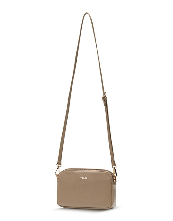 Tosca TH050 Small Crossbody Handbag for Women - Stylish Taupe Leather Purse for Everyday Use, Travel & Shopping
