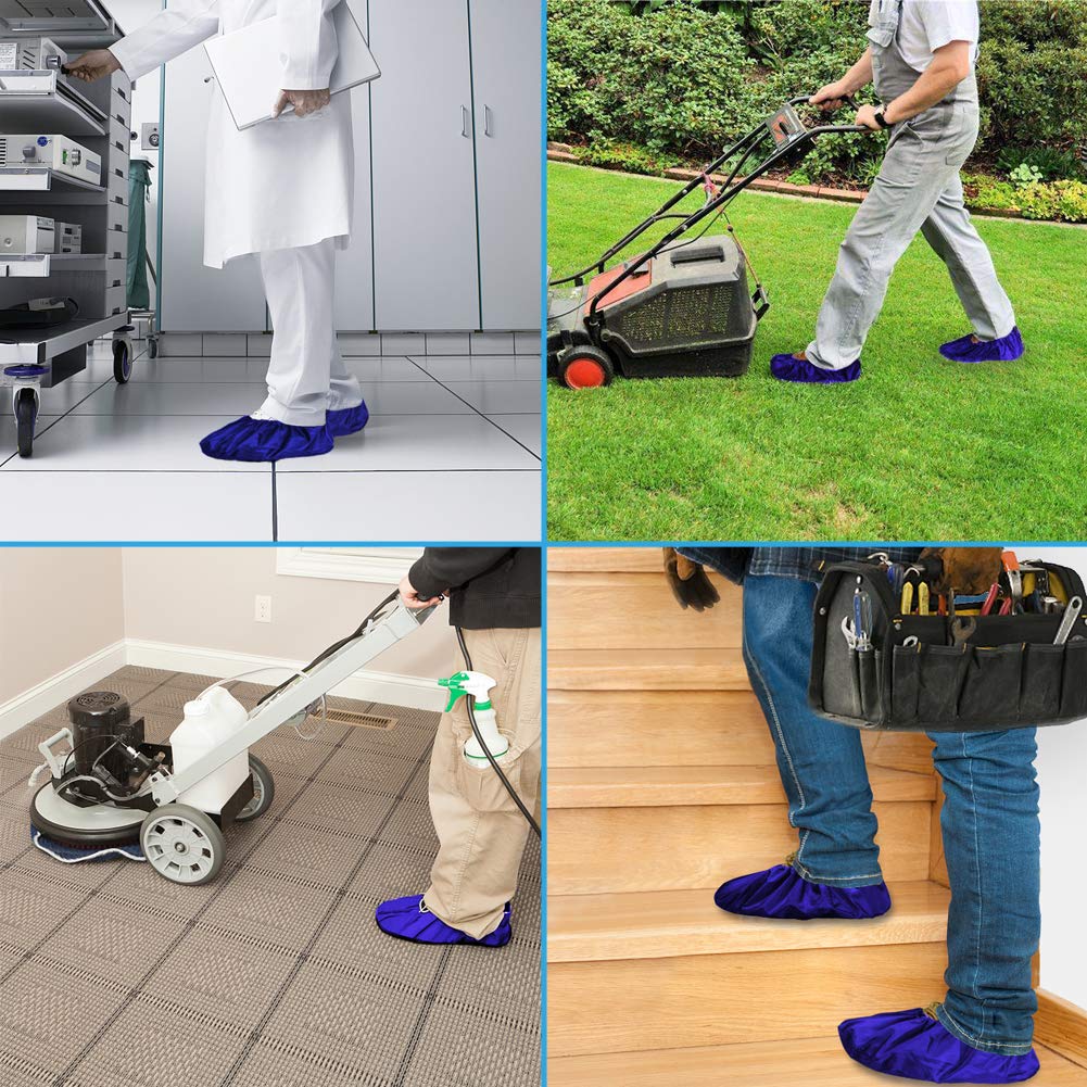 Waterproof Non-Slip Reusable Shoe Covers for Contractors - Washable Boot Protectors for Real Estate, Construction & Home Use - Keep Floors & Carpets Clean - 5 Pairs (XL, Blue) - Perfect for Indoor Work, Home Renovations & Property Showings