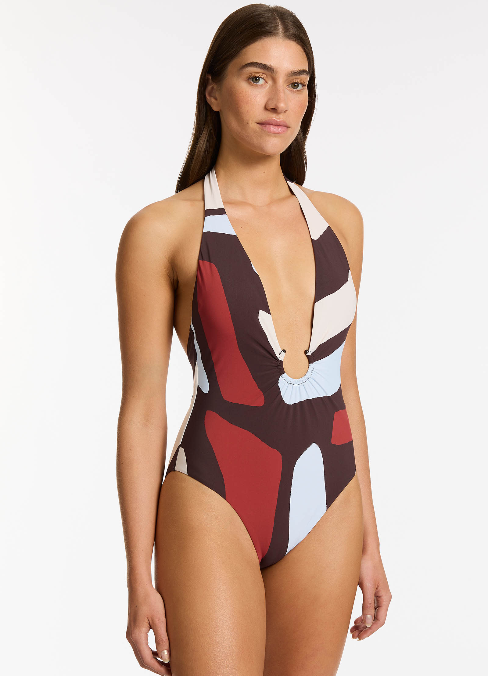 Zarla Plunge One Piece Swimsuit - Sexy High Cut Monokini for Women, Ruby Red - Perfect for Beach Vacations, Pool Parties & Summer Getaways