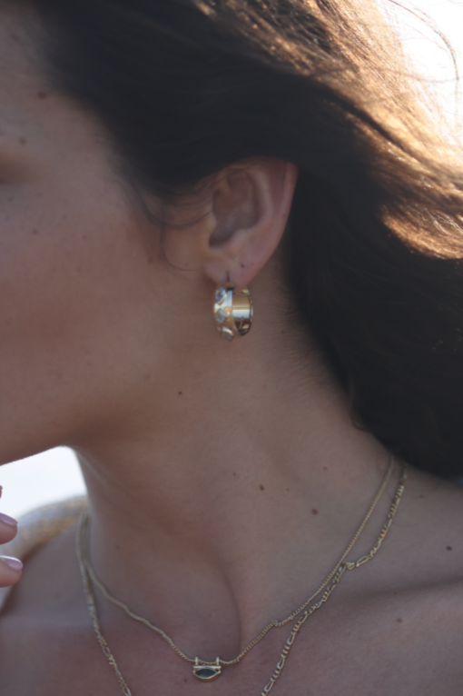 Coronet Apatite Gold Hoop Earrings - Elegant Blue Gemstone Jewelry for Women | Perfect for Parties, Weddings & Everyday Wear