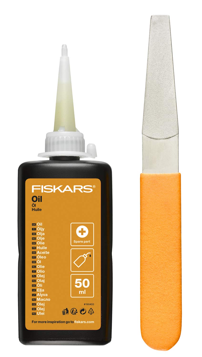 Fiskars Garden Tool Maintenance Kit with Diamond File, Oil & Care Guide – Sharpener for Pruners, Shears, Loppers – Compact 11 x 7 x 3 cm – Perfect for Home Gardening & Landscaping Tools