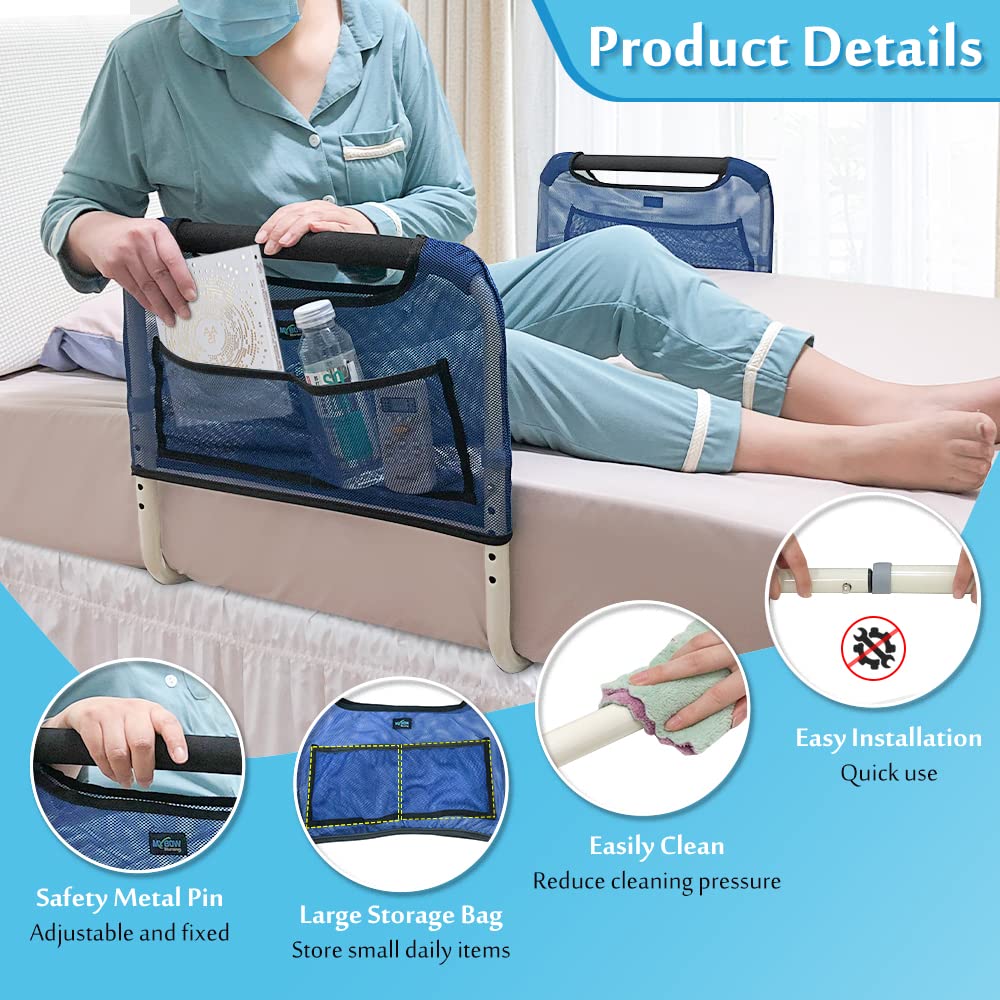 Adjustable Double Bed Rail U Bar for Medical & Home Use - Safety Assist Rail for Elderly Adults - Under Mattress Handrail Support - Fits Twin, Full & Queen Beds - Hospital & Senior Care Bed Guard (Ideal for Fall Prevention & Patient Safety)