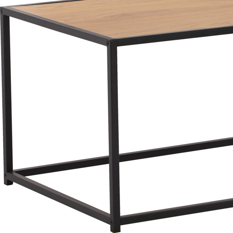 BRADFORD 100cm Coffee Table - Natural & Black Finish Modern Living Room Furniture for Small Spaces & Apartments