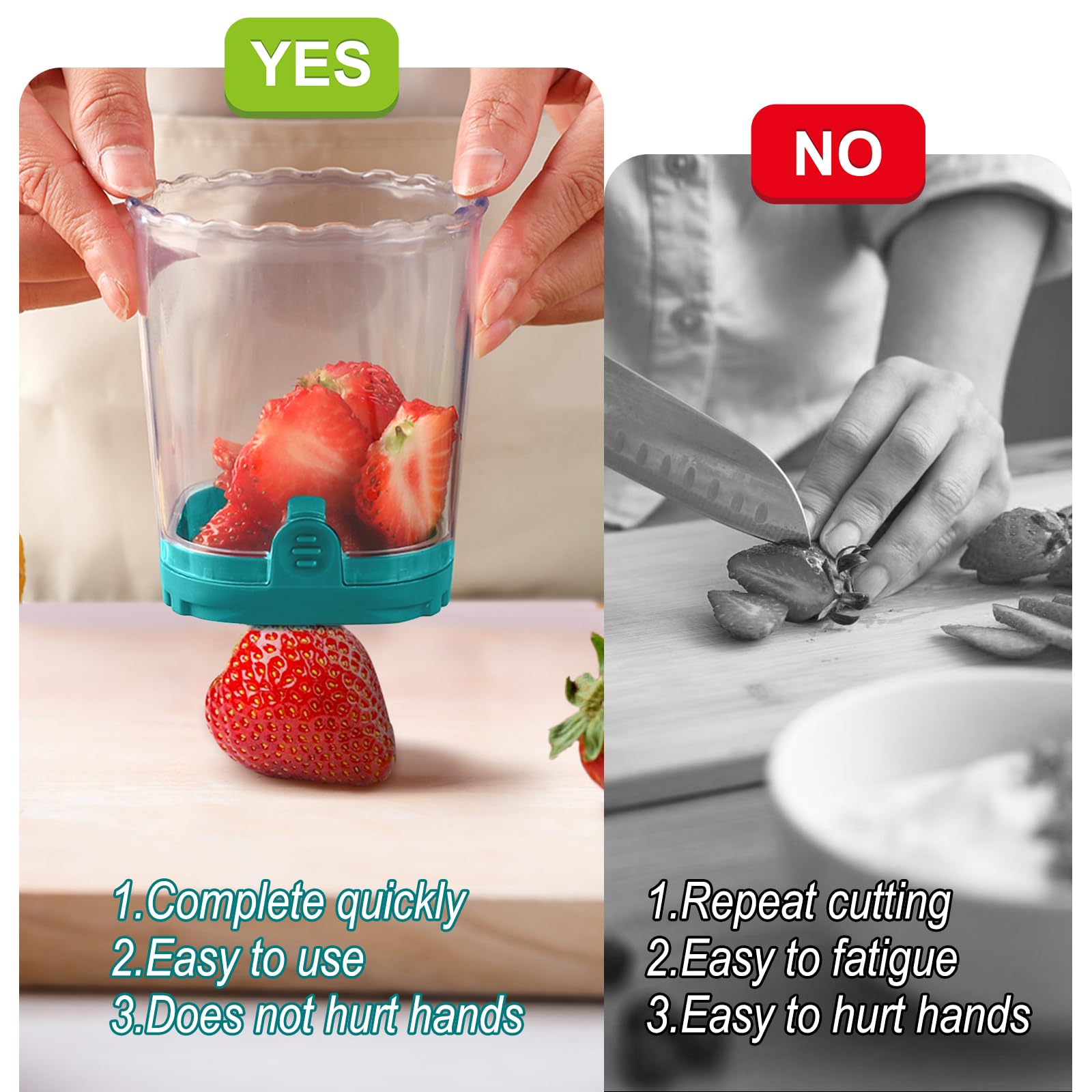 Strawberry Slicer Cup - Multi-Purpose Fruit & Vegetable Cutter for Strawberries, Eggs, Bananas, Mushrooms, Cucumbers, Kiwi - Kitchen Gadget Tool (Dark Teal) - Perfect for Fruit Salads, Smoothie Bowls & Meal Prep