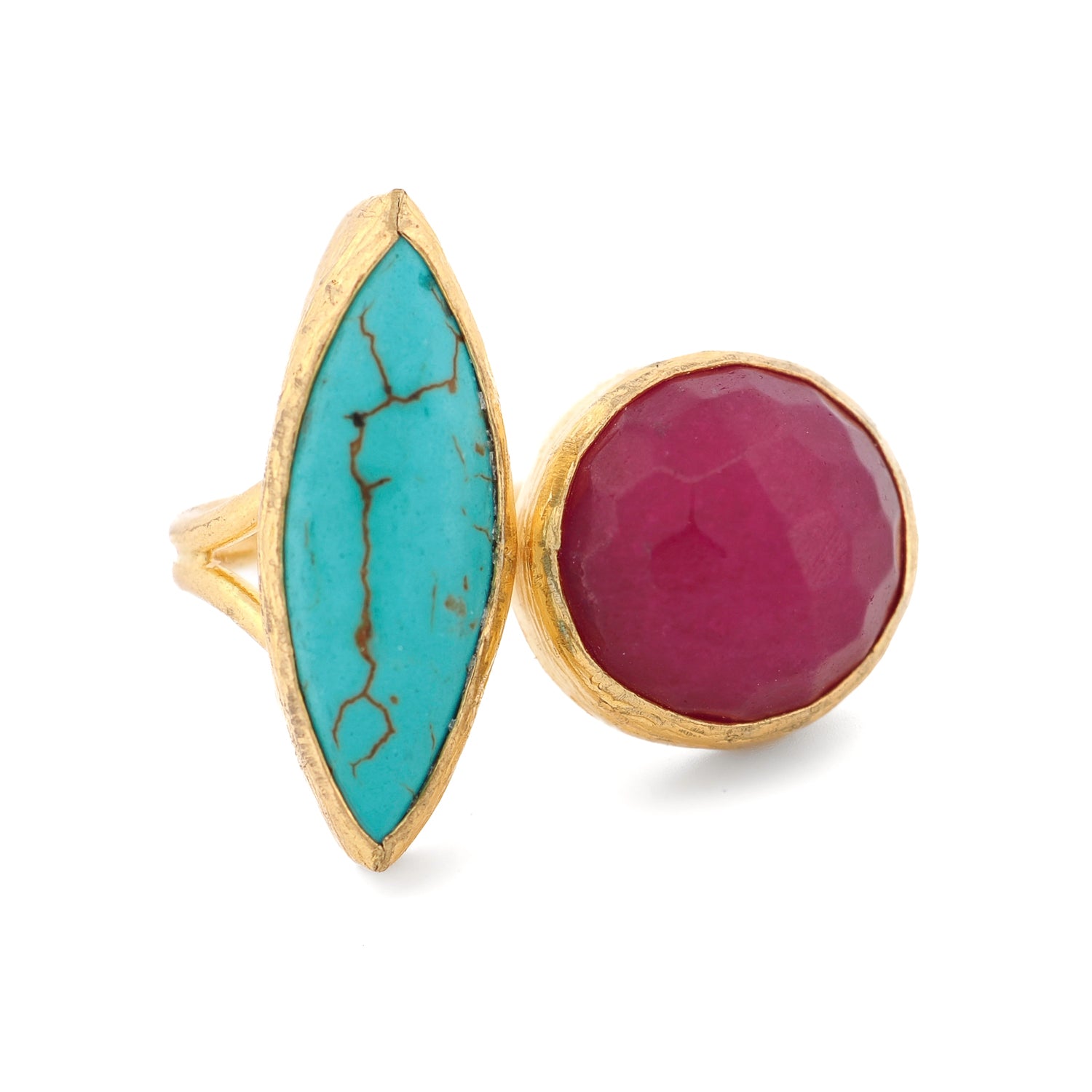 Turquoise & Ruby Gemstone Ring for Women | Handmade Bohemian Jewelry | Perfect for Weddings, Parties & Everyday Wear