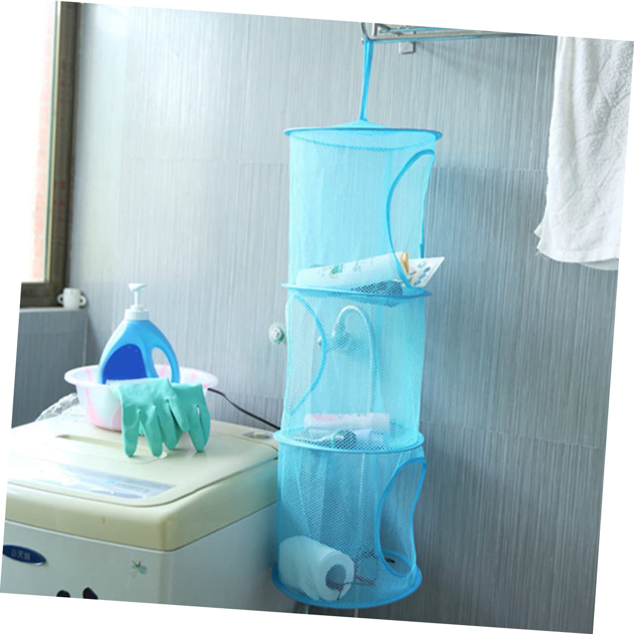 Alipis 3-Tier Collapsible Mesh Laundry Basket - Foldable Hanging Hamper Organizer with Breathable Mesh Bags for Clothes, Towels & Toys - Space Saving Storage Solution for Bedroom, Bathroom & Dorm Room