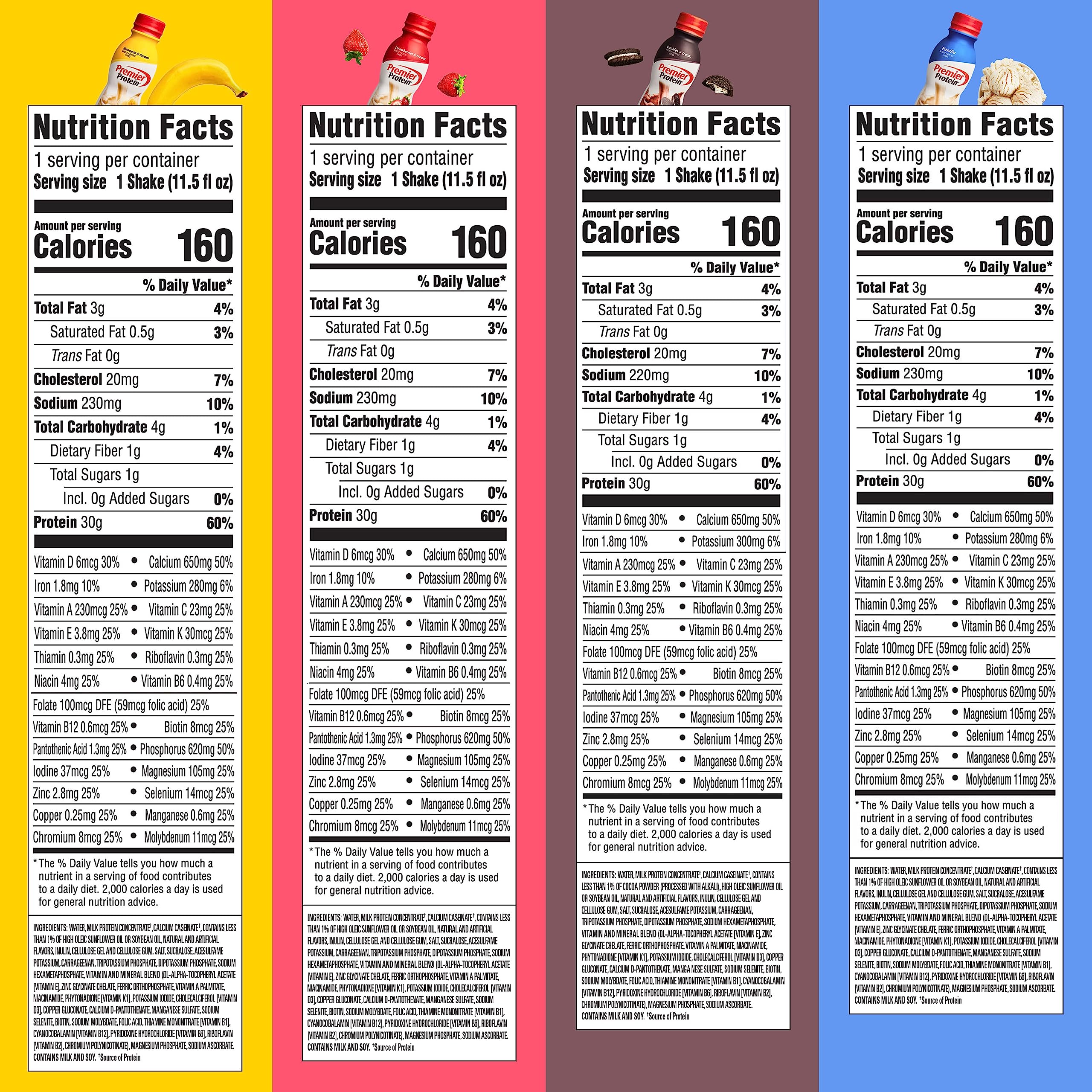 Premier Protein Shake Variety Pack - 8 Flavors, 30g Protein, 1g Sugar, 24 Vitamins & Minerals for Immune Support - 11.5 Fl Oz (8 Pack) | Post-Workout Recovery, Meal Replacement & On-The-Go Nutrition