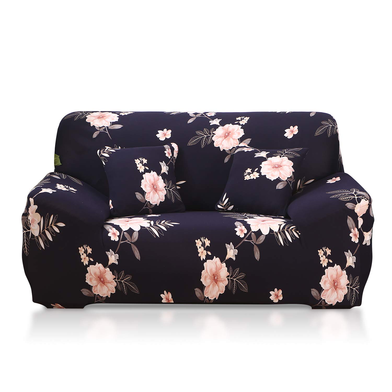VanderHome Printed 4-Seater Elastic Sofa Slipcover - Dark Blue All-Season Stretchable Furniture Protector for Armchair, Couch & Oversized Sofa | Perfect for Living Room, Family Room & Home Decor Protection