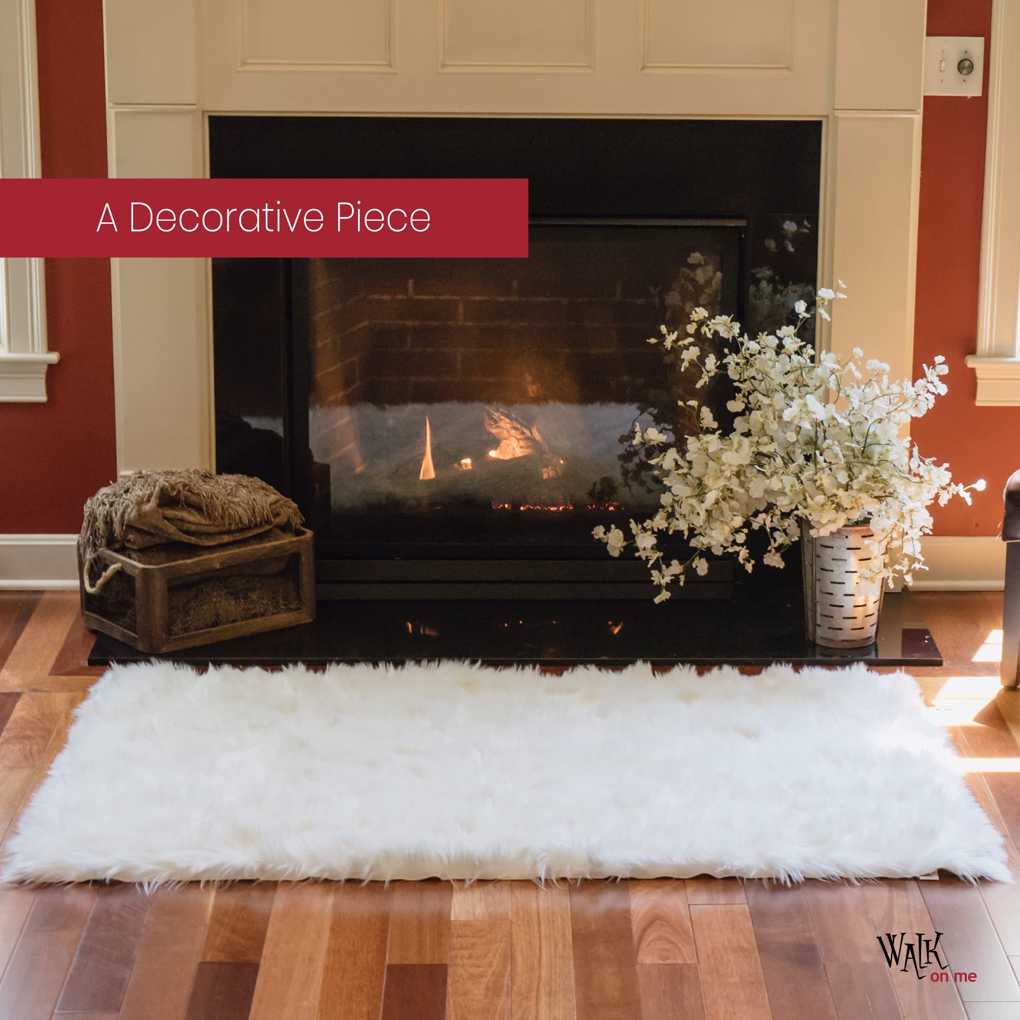 Silky Soft Faux Fur Area Rug 3x5 Feet - White Fluffy Sheepskin Rug for Living Room, Bedroom, Nursery | Non-Slip Backing & Machine Washable | Cozy Home Decor for Winter Warmth & Kids Play Area