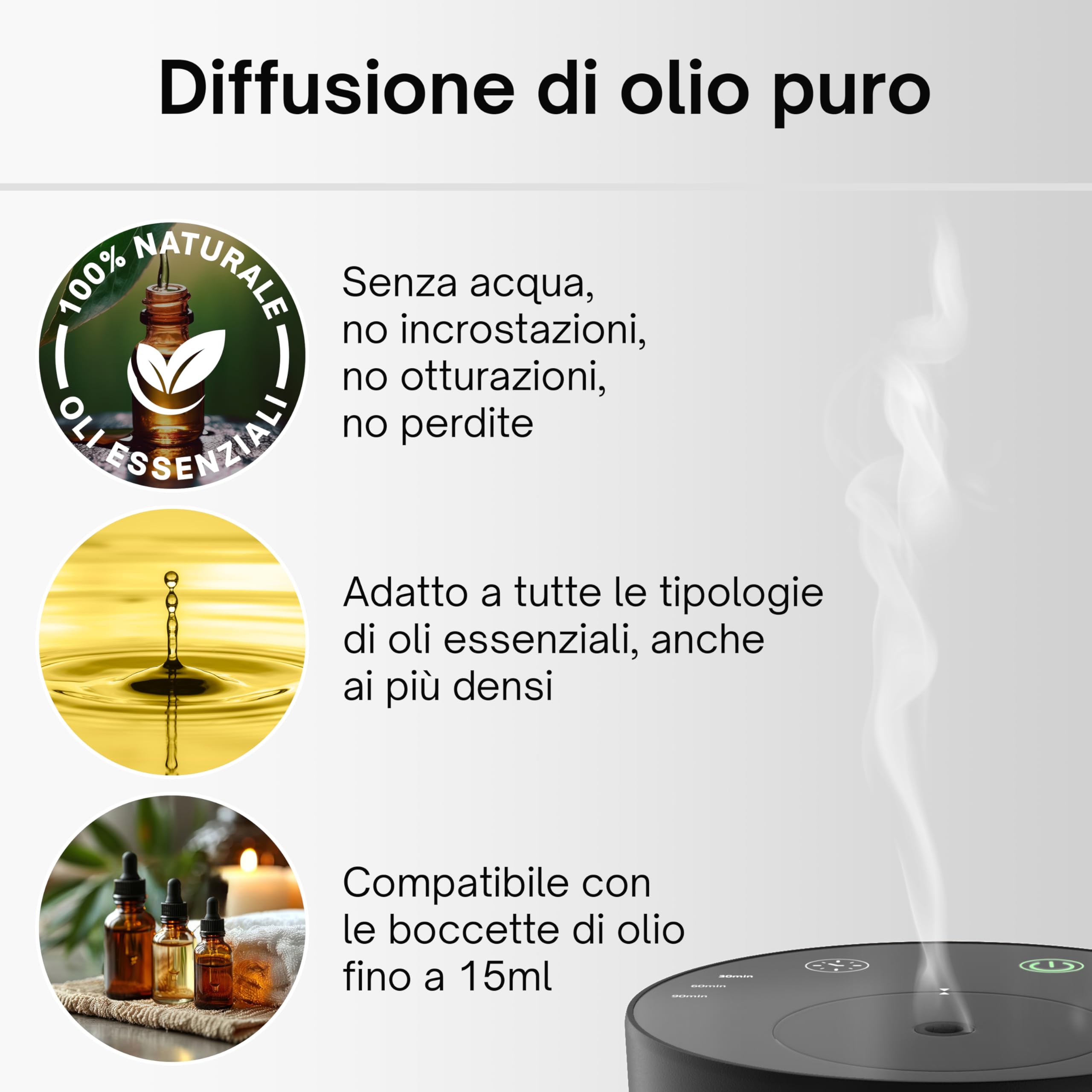 AromaLuxe - Rechargeable USB-C Battery Operated Essential Oil Diffuser, No Water Needed, Adjustable Intensity & Timer, Durable Aluminum Design, Black - Perfect for Home, Office, and Car Use