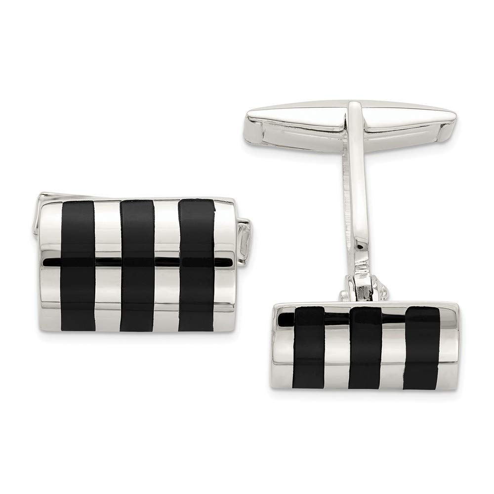 925 Sterling Silver Onyx Cuff Links for Men - Elegant Black Onyx Dress Cufflinks for Formal Wear, Weddings & Business Attire