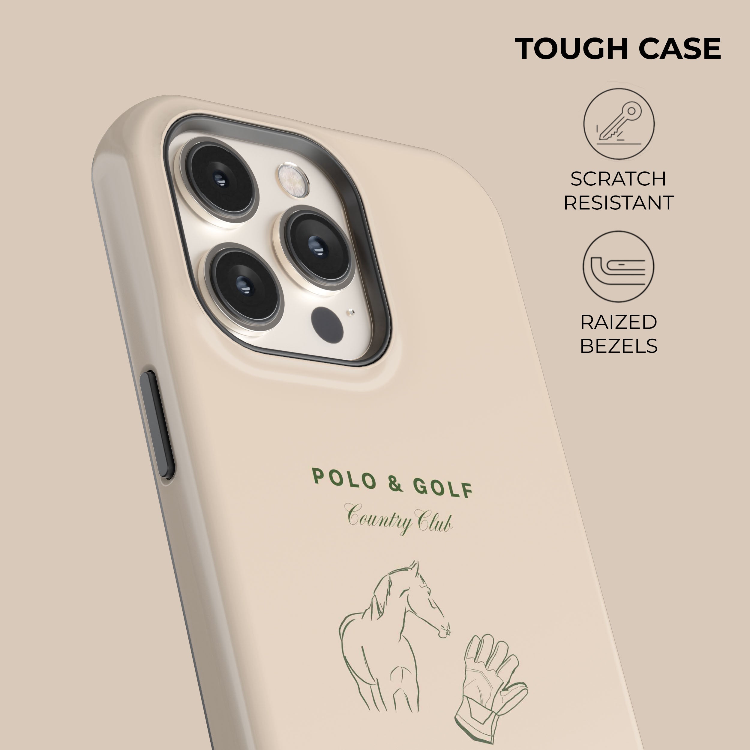 Luxury Beige Country Club iPhone Case - Elegant & Protective Cover for iPhone 13/14/15 Pro Max - Perfect for Golf, Tennis & Social Events