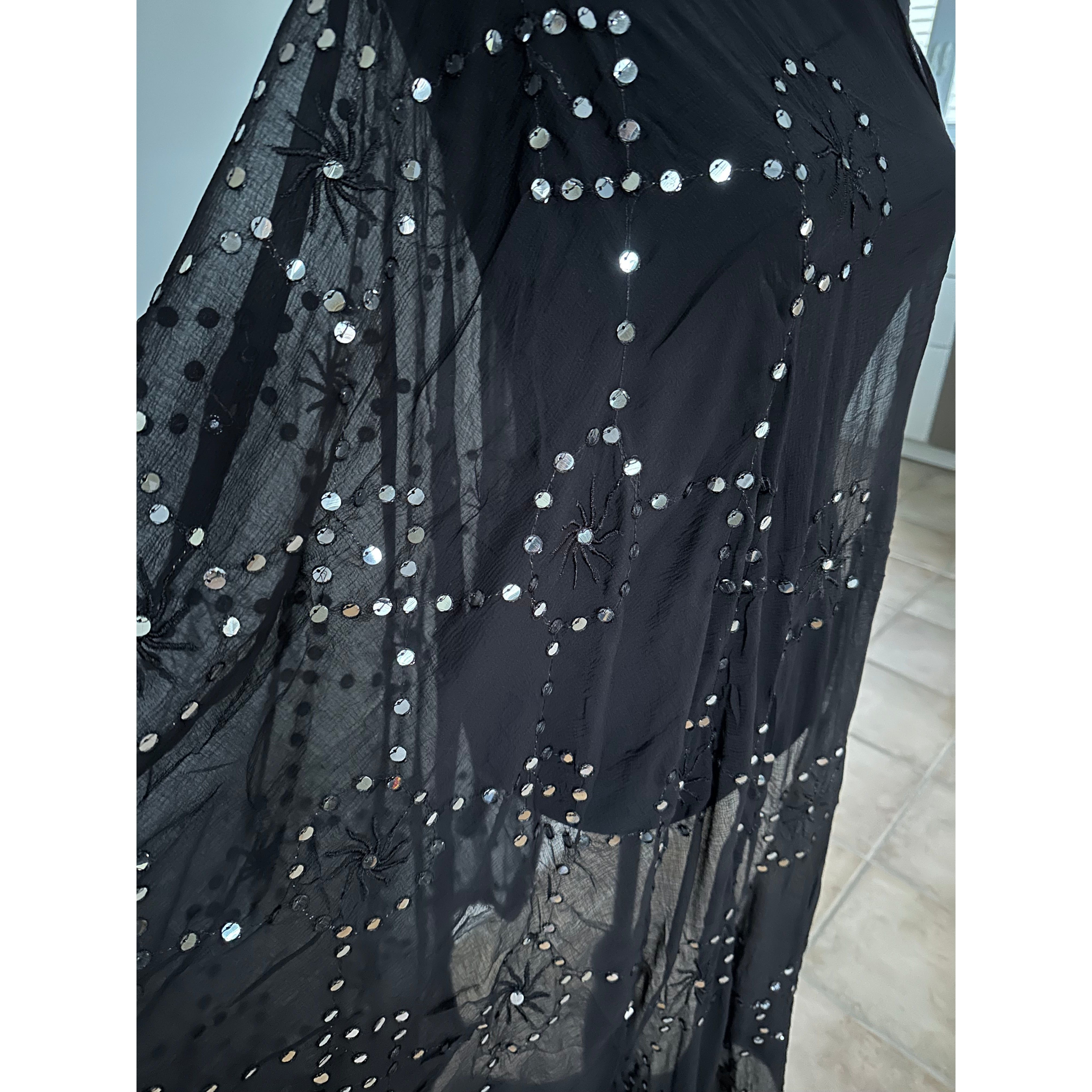 Elegant Black Dupatta with Mirror Embroidery - Perfect for Weddings, Parties & Festive Occasions
