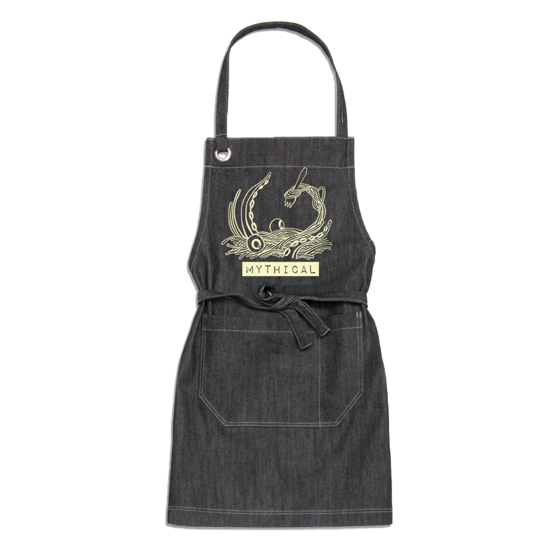 Mythical Kitchen Apron - Premium Cotton Chef Apron with Adjustable Straps & Pockets - Perfect for Cooking, Baking & Grilling at Home