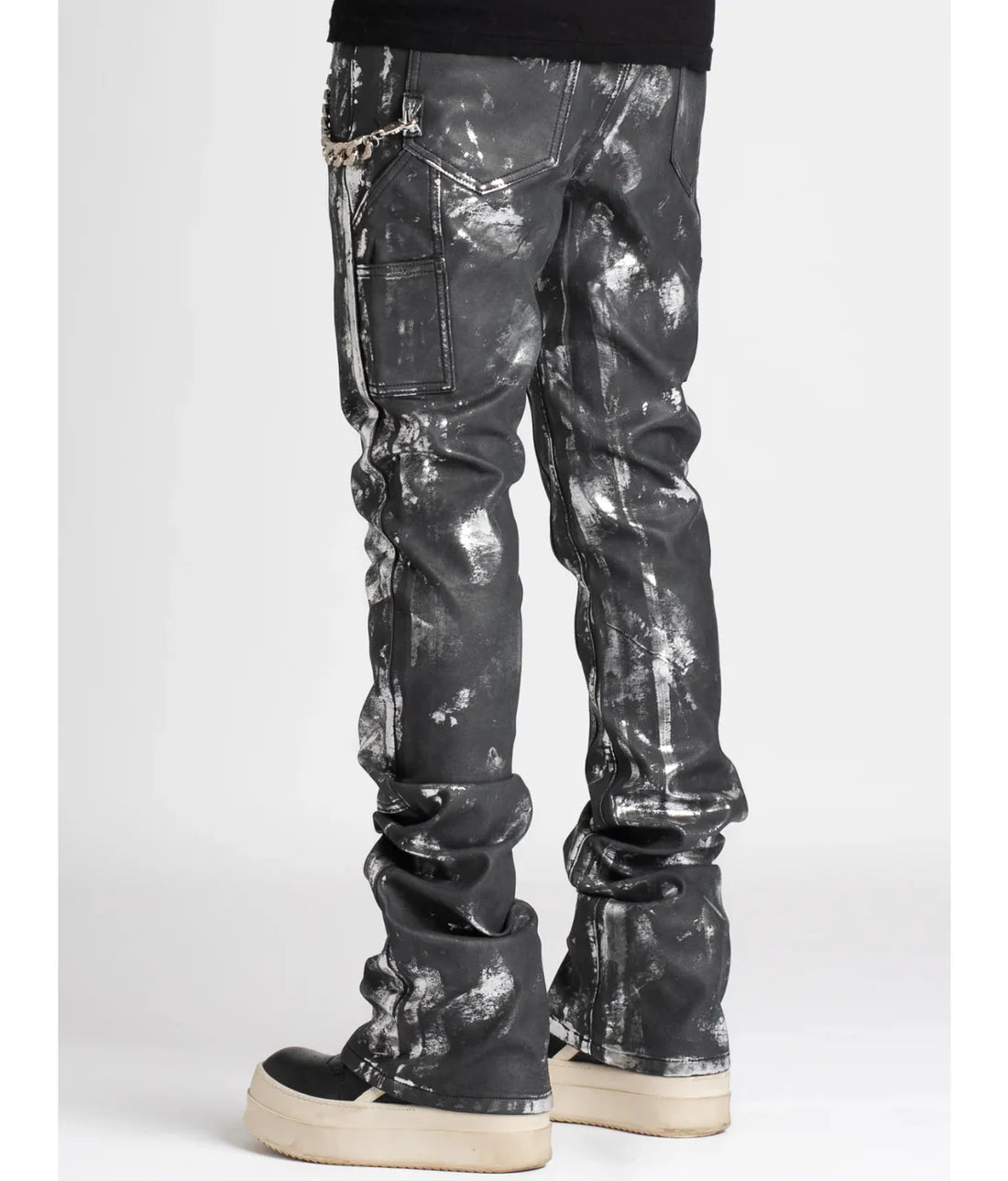 GUAPI Stacked Carpenter Leather Pants for Men - Durable Workwear with Multi-Pockets - Perfect for Construction, Carpentry & Outdoor Activities