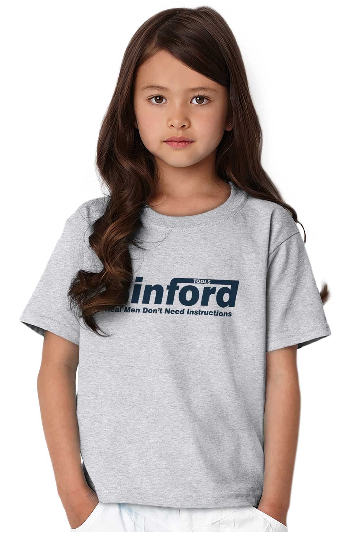 Binford Tools Real Men No Instruction Crewneck T-Shirt for Men & Women - Comfortable Casual Wear for DIY Projects, Workshops & Everyday Use
