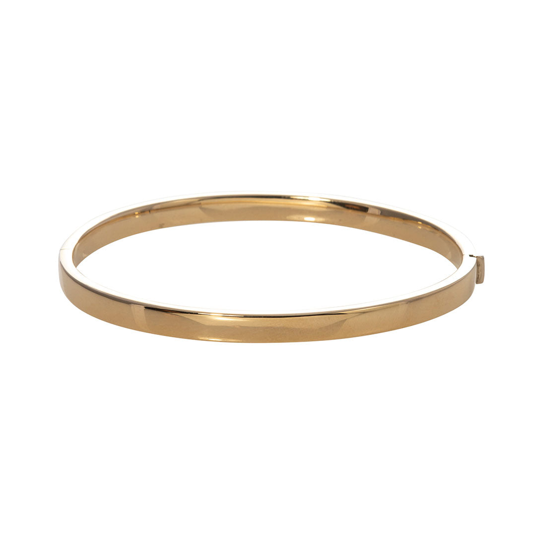 14K Yellow Gold Polished 5mm Flat Bangle Bracelet for Women - Elegant Minimalist Jewelry for Everyday Wear, Gifts & Special Occasions