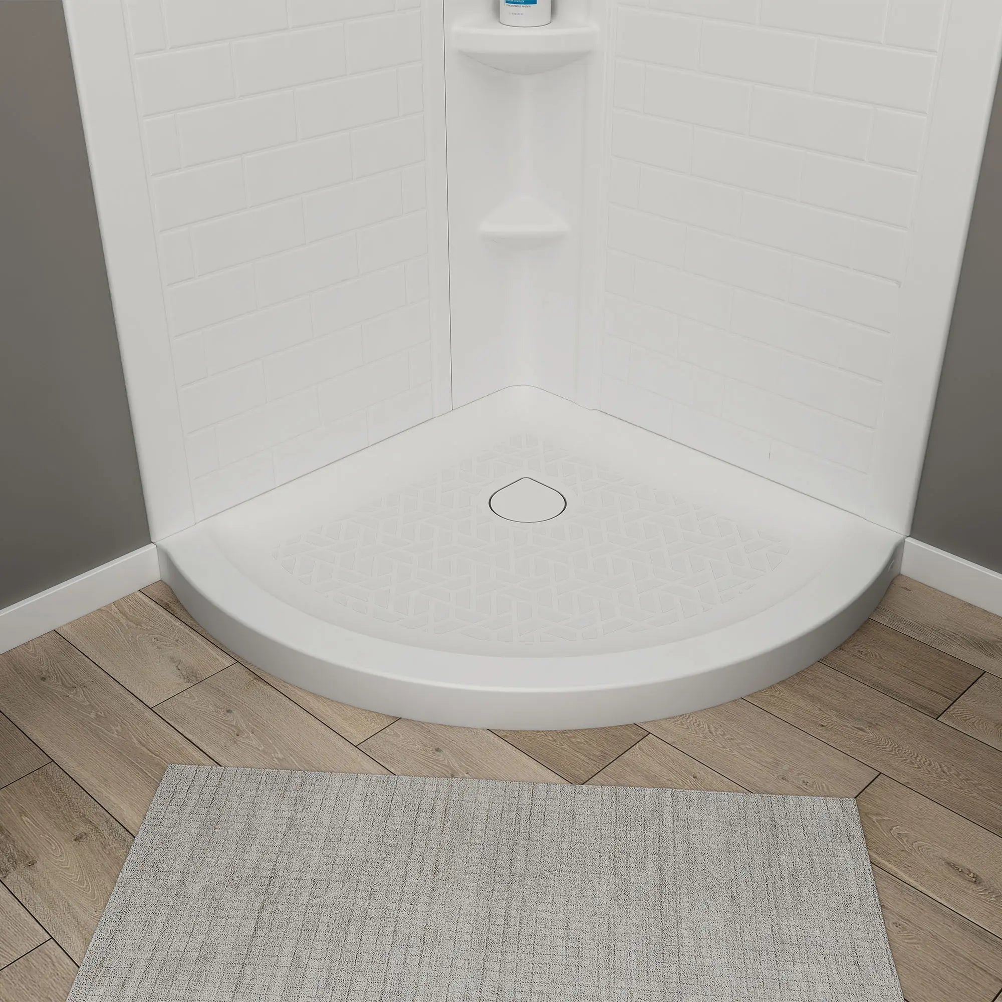 36 Inch Curved Shower Base with Center Drain - Slip-Resistant Bathroom Floor Pan for Walk-In Showers | Perfect for Modern Bathroom Renovations & ADA Compliant Installations