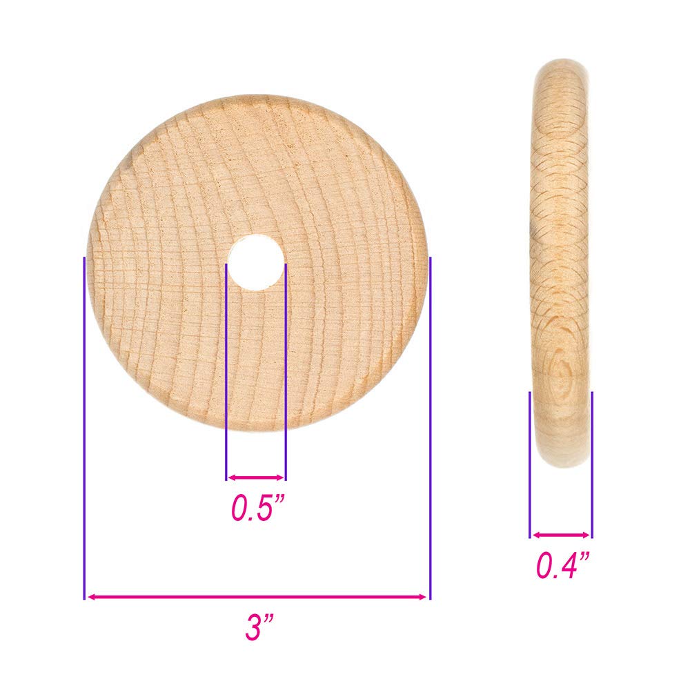 Craft County 3 Inch Natural Wooden Disc Beads - 100 Pack for DIY Crafts, Jewelry Making, Counting Tiles & Home Decor Projects | Perfect for Scrapbooking, Classroom Activities & Gift Packaging